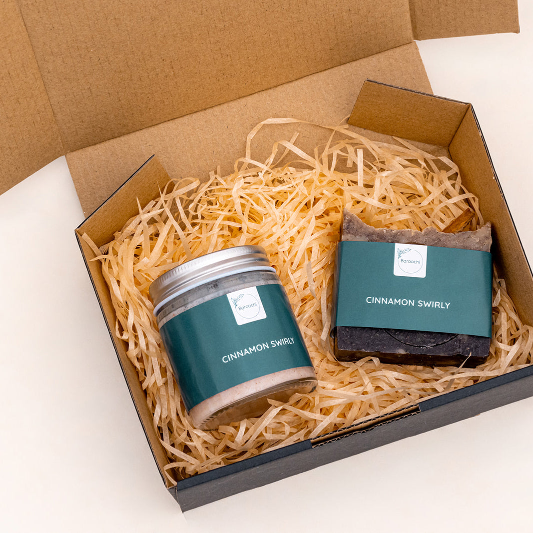 Cinnamon Swirly Gift Pack - Soap and Body Scrub